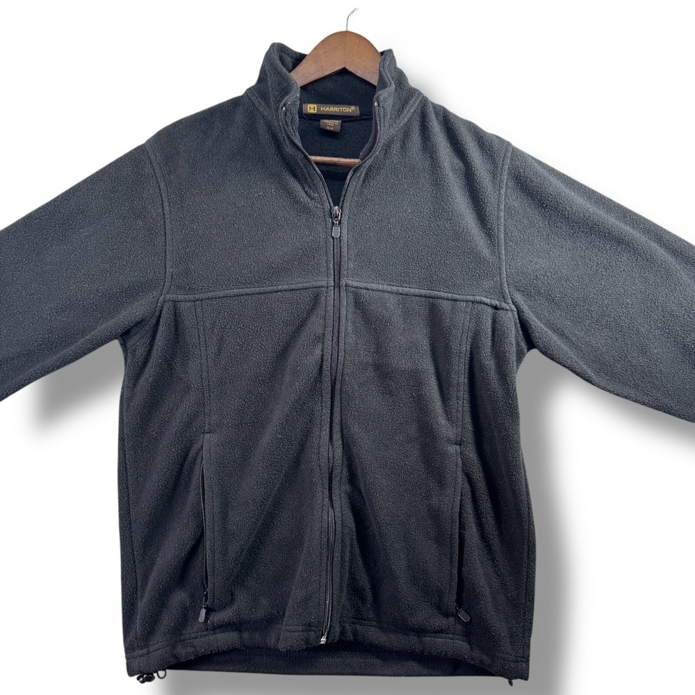 Harriton Womens XS Black Full-Zip Fleece Jacket Long Sleeve Pockets Outdoor